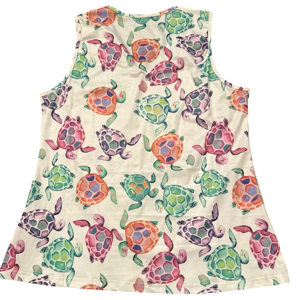 NWT Turtle Print Women's Sleeveless Top - Picture 2 of 5